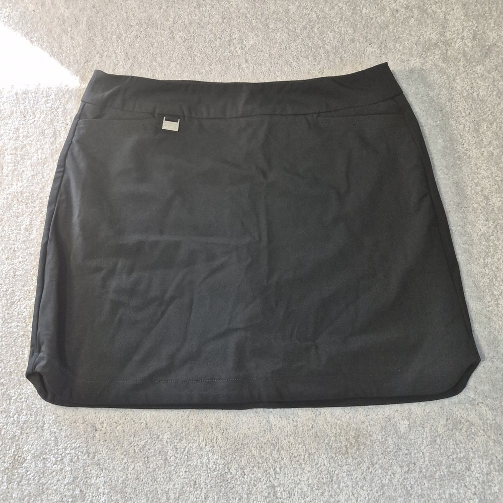 Lulu-B Jet Black Bangladine Active Golf Tennis Skort Women Size 14 Stretch Skirt